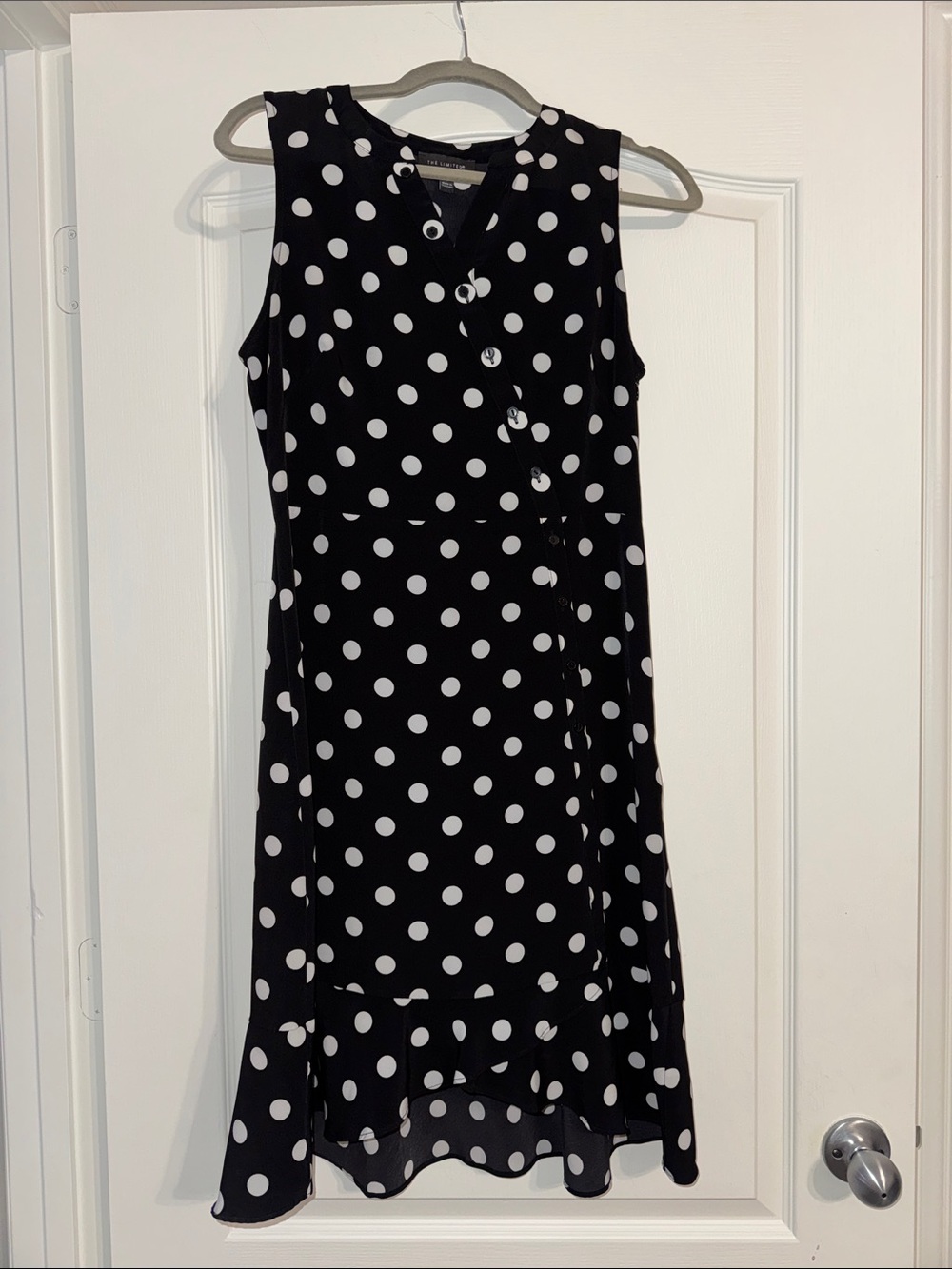 The Limited Black and White Polka Dot Midi Dress